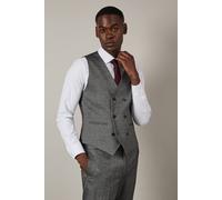 Burton Grey Tweed Look Herringbone Slim Fit Waistcoat grey M