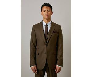 Burton Khaki Tweed Look Tailored Fit Suit Jacket khaki