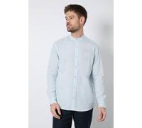 Burton Light Blue Linen Blend Grandad Collar Shirt light blue
