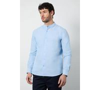 Burton Light Blue Oxford Grandad Long Sleeve Shirt light blue