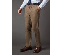 Burton Light Brown Tweed Look Tailored Fit Suit Trouser In Neutral neutral 32S