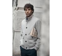 Burton Men's Light Grey Funnel Neck Wool Blend Coat | Size: Large