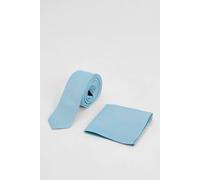 Burton Men's Aqua Plain Tie & Pocket Square Set Burton Aqua One Size