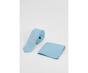 Burton Men's Aqua Plain Tie & Pocket Square Set