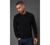 Burton Men's Black Ribbed Long Sleeve Knitted Polo Shirt | Size: XL Burton Black XL
