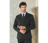 Burton Men's Black Textured Wide Lapel Double Breasted Blazer | Size: 38S