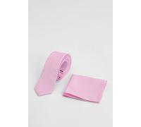 Burton Men's Bright Pink Plain Tie & Pocket Square Burton Pink One Size