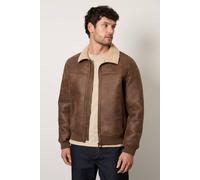 Burton Men's Brown Faux Suede Borg Lined Aviator Jacket | Size: Medium Burton Brown M