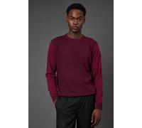 Burton Men's Burgundy Jacquard Crew Neck Jumper | Size: Small