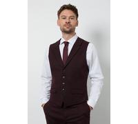 Burton Men's Burgundy Tweed Look Waiscoat | Size: Medium Burton Burgundy M