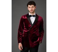 Burton Men's Burgundy Velvet Double Breasted Tuxedo Jacket | Size: 40R