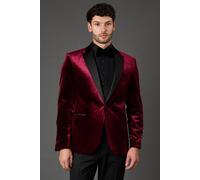 Burton Men's Burgundy Velvet Slim Fit Tuxedo Jacket | Size: 38S