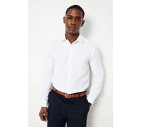 Burton Mens Button-Up Shirt White Collared Basketweave Long Sleeve Formal