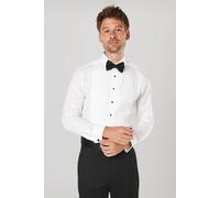 Burton Mens Button-Up Shirt White Slim Fit Pleat Front Long Sleeve