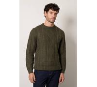 Burton Men's Cable Knit Crew Neck Jumper in Khaki | Size: Small