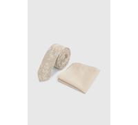 Burton Men's Champagne Ditsy Tie & Plain Pocket Square Burton Champagne One Size