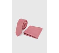 Burton Men's Coral Plain Tie & Pocket Square Burton Coral One Size