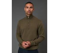 Burton Men's Cotton Rich Half Zip Jumper in Khaki | Size: Small Burton Khaki S