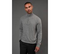 Burton Men's Cotton Rich Half Zip Jumper in Light Grey | Size: Small Burton Light Grey S