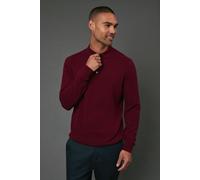 Burton Men's Cotton Rich Long Sleeve Knitted Polo in Burgundy | Size: Small Burton Burgundy S