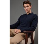 Burton Men's Cotton Rich Long Sleeve Knitted Polo in Navy | Size: Small Burton Navy S