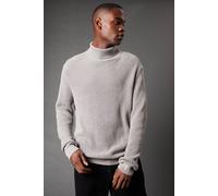 Burton Men's Cotton Rich Ribbed Roll Neck Jumper in Mid Grey | Size: Small