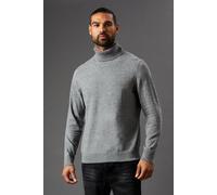 Burton Men's Cotton Rich Roll Neck Jumper in Light Grey | Size: Small
