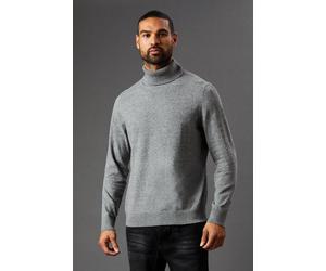 Burton Men's Cotton Rich Roll Neck Jumper in Light Grey | Size: Small