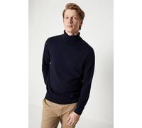 Burton Men's Cotton Rich Roll Neck Jumper in Navy | Size: Small