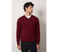 Burton Men's Cotton Rich V Neck Jumper in Burgundy | Size: Large