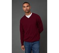 Burton Men's Cotton Rich V Neck Jumper in Burgundy | Size: Small Burton Burgundy S