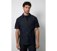 Burton Men's Dark Blue Wash Raw Denim Short Sleeve Shirt | Size: 2XL