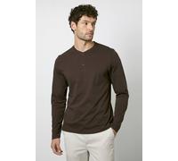 Burton Men's Dark Espresso Long Sleeve Grandad Neck T-shirt in Dark Brown | Size: Medium