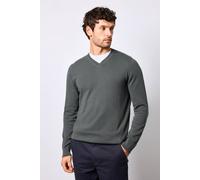 Burton Men's Dark Green Cotton Rich V Neck Jumper | Size: Small