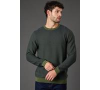 Burton Men's Dark Green Semi Plain Crew Neck Jumper | Size: Small