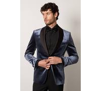 Burton Men's Dark Grey Shawl Collar Velvet Slim Fit Tuxedo Jacket | Size: 36R