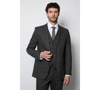 Burton Men's Dark Grey Wool Tweed 3 Piece Tailored Fit Suit Jacket | Size: 36R