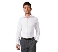 Burton Men's White Skinny Fit Long Sleeve Easy Iron Shirt | Size: 15.5 in Burton White 15.5 in