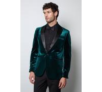 Burton Men's Emerald Green Velvet Tailored Fit Tuxedo Jacket | Size: 40R