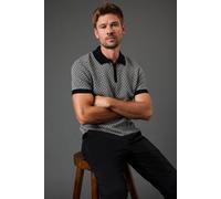 Burton Men's Geo Pattern Zip Knitted Polo in Black | Size: Medium Burton Black M