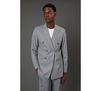 Burton Men's Grey Pinstripe Double Breasted Blazer in Mid Grey | Size: 38S Burton Mid Grey 38S