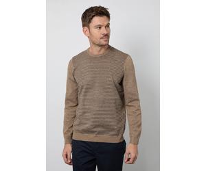 Burton Men's Jacquard Pattern Crew Neck Jumper in Natural | Size: Small