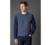 Burton Men's Jacquard Pattern Crew Neck Jumper in Navy | Size: Medium Burton Navy M
