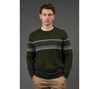 Burton Mens Jumper Green Striped Crew Neck Casual Pullover Versatile Comfortable