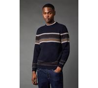 Burton Mens Jumper Navy Striped Crew Neck Casual Pullover Versatile Comfortable