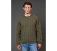 Burton Men's Khaki Cable Crew Neck Jumper | Size: Small