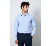 Burton Men's Light Blue Gingham Check Slim Fit Long Sleeve Shirt | Size: 17 in