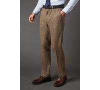 Burton Men's Light Brown Tweed Look Tailored Fit Suit Trouser in Neutral | Size: 34S Burton Neutral 34S