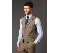 Burton Men's Light Brown Tweed Look Waistcoat in Neutral | Size: Medium Burton Neutral M