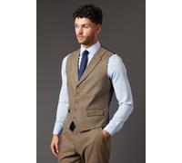Burton Men's Light Brown Tweed Look Waistcoat in Neutral | Size: Small Burton Neutral S